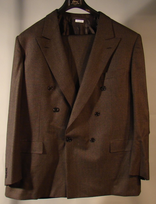 Appraisal: BRIONI Size olive charcoal Glen plaid Italian worsted wool Double