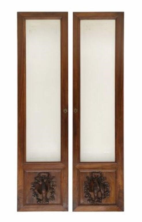 Appraisal: pair Continental paneled doors with frosted fleur de lis glazed