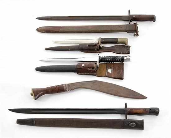 Appraisal: Bayonets and Gurkha knife WWI Enfield Model bayonet serial number