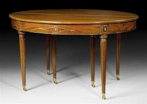 Appraisal: OVAL MAHOGANY EXTENDING TABLE Louis XVI stamped CHAPUIS Jean Joseph