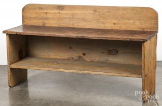 Appraisal: Pine bucket bench probably constructed from old elements '' h