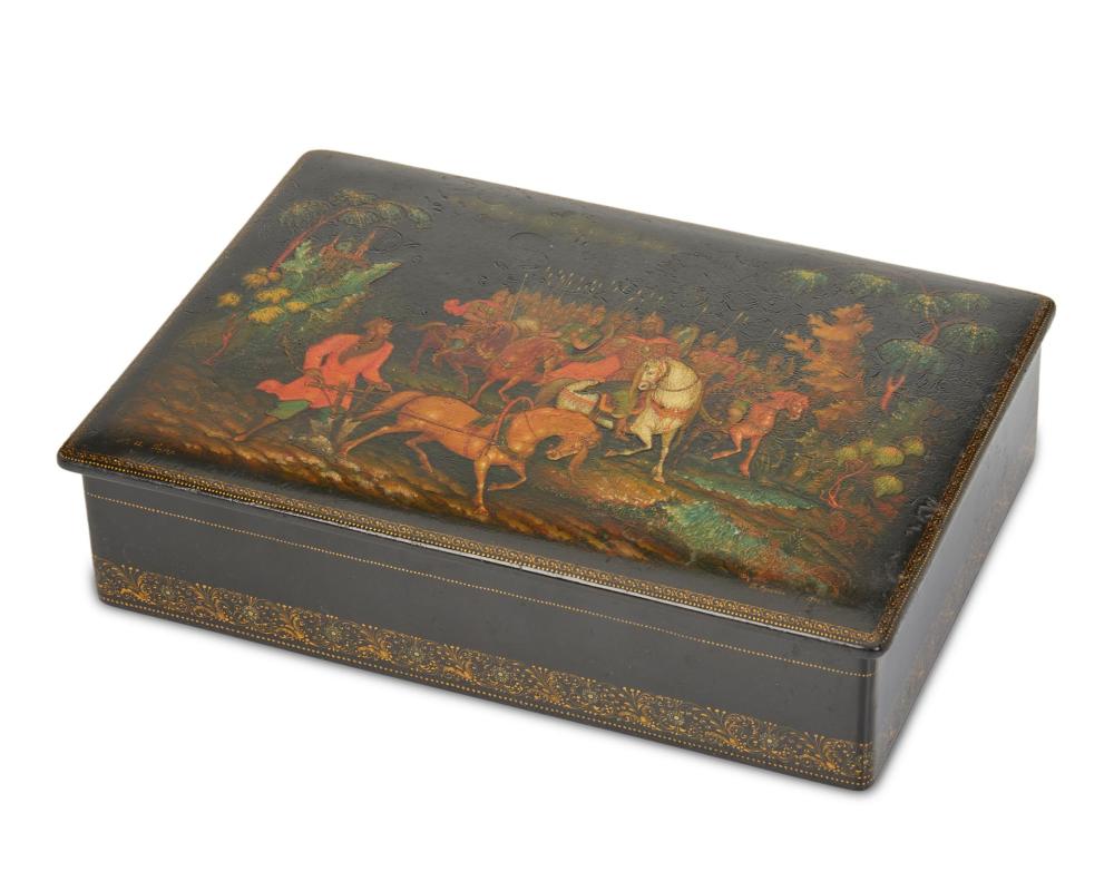 Appraisal: A Russian Palekh laquered papier-m ch box Circa Signed in