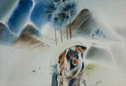 Appraisal: WILLIAM E PAJAUD - Holy Family Watercolor and pen and