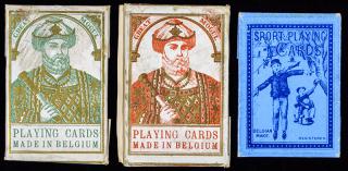 Appraisal: Three Salesman Sample Great Mogul Sport Playing Card Wrappers Belgium