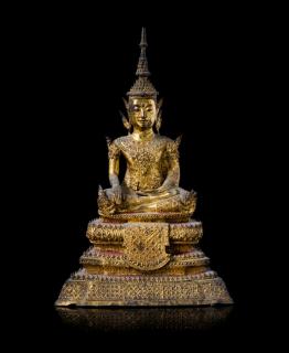 Appraisal: A Thai Gilt Bronze Figure of Buddha A Thai Gilt