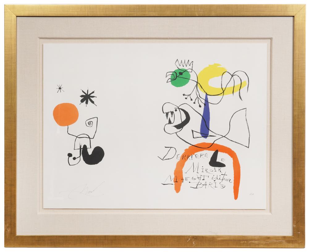 Appraisal: JOAN MIRO 'DERRIERE LE MIROIR' LITHOGRAPHJoan Miro Spain - Lithograph