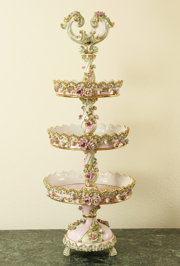 Appraisal: PORCELAIN TIER PETITE FOURS OR DESSERT STAND In the Capodimonte