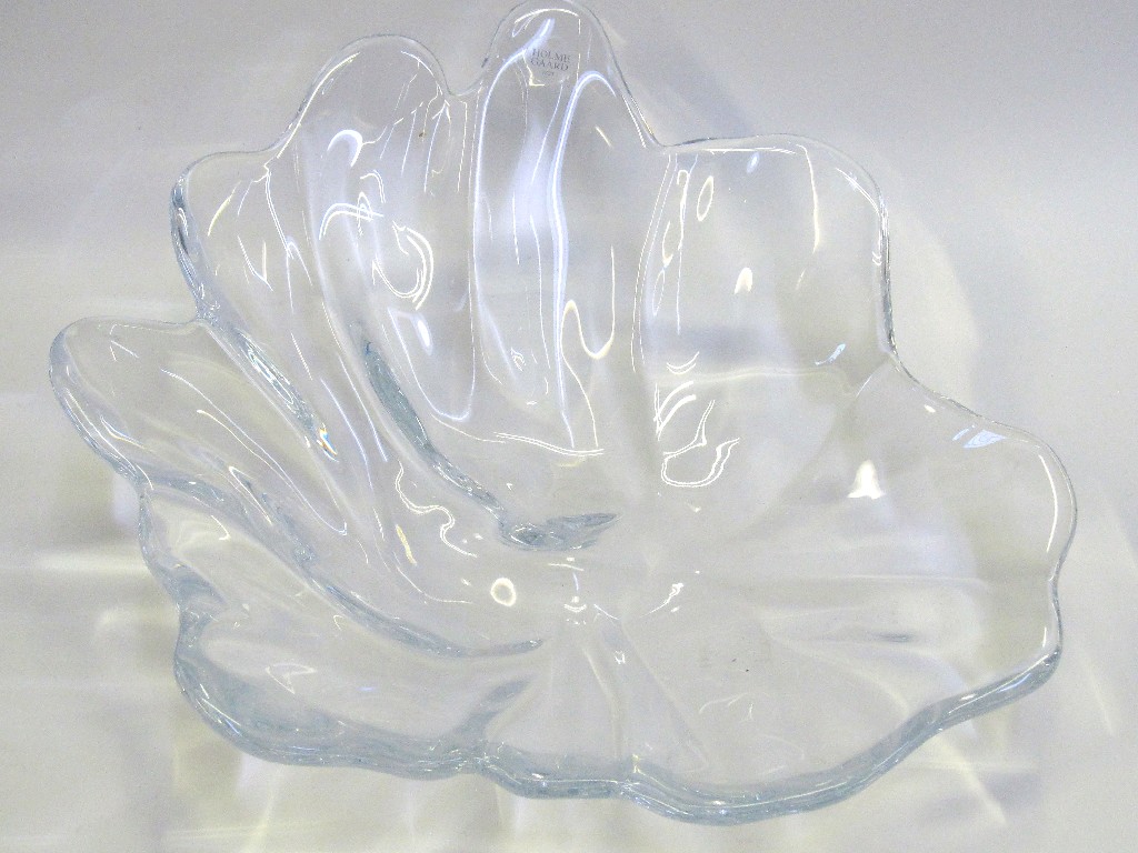 Appraisal: Holmgaard clear glass leaf shaped dish