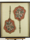 Appraisal: FINE ENGLISH BEADWORK - Pair of handfans firescreens tan and