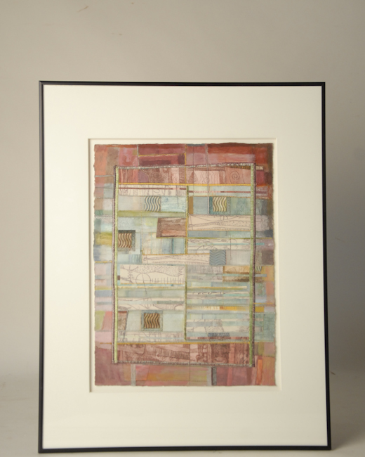 Appraisal: Janet Grahame Print Collage Charlottesville VA artist Framed under glass