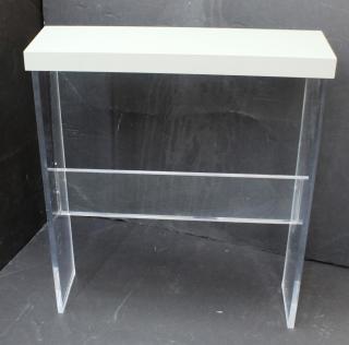 Appraisal: Cotemporary Lucite Gray Laminate Console Table The rectangular gray top