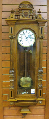 Appraisal: THREE-WEIGHT GRANDE SONNERIE WALL CLOCK Austrian late th early th