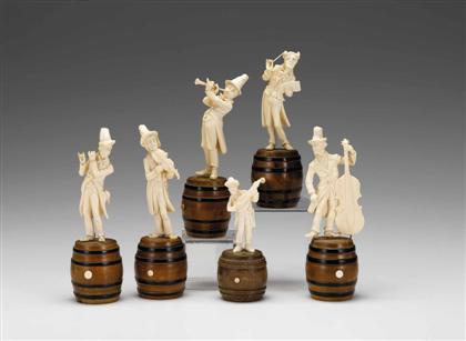 Appraisal: Assembled German carved ivory orchestra late th century Comprising a