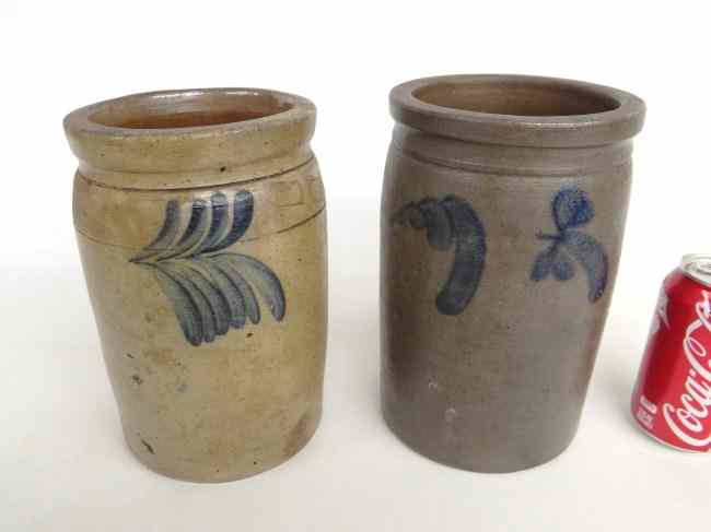 Appraisal: Lot two th c Penna stoneware decorated crocks '' Ht