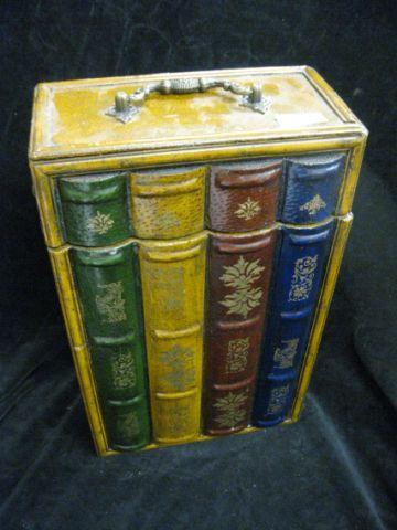 Appraisal: Wooden Faux Book Liquor Box hides two bottles painted decor