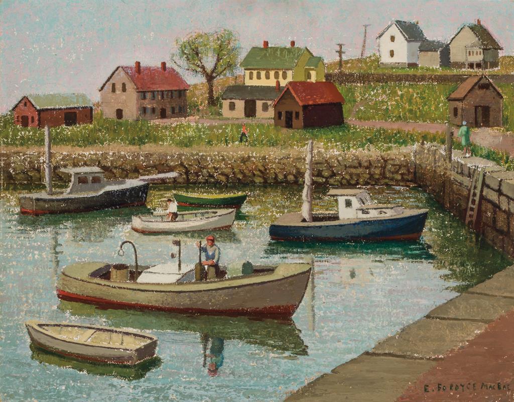 Appraisal: EMMA FORDYCE MACRAE American - Safe Harbor oil on artist