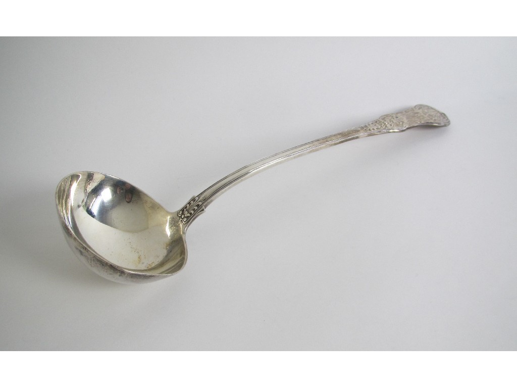 Appraisal: A silver Kings Pattern soup ladle maker ABS London oz