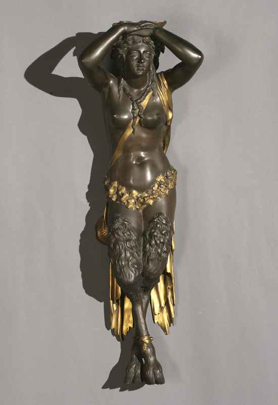 Appraisal: Continental Ormolu and Bronze Figural Sconce of a Female Satyr