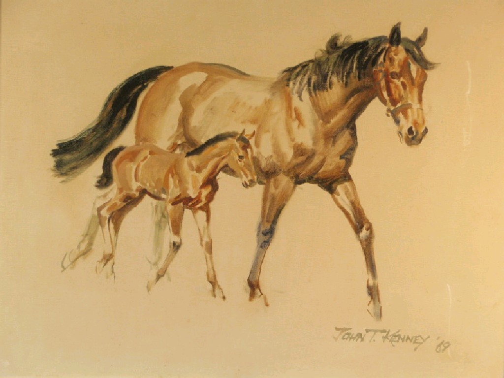 Appraisal: John Theodore Kenney - Study of a mare and foal