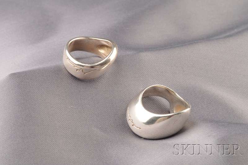 Appraisal: Two Sterling Silver Rings Georg Jensen post- mark nos and