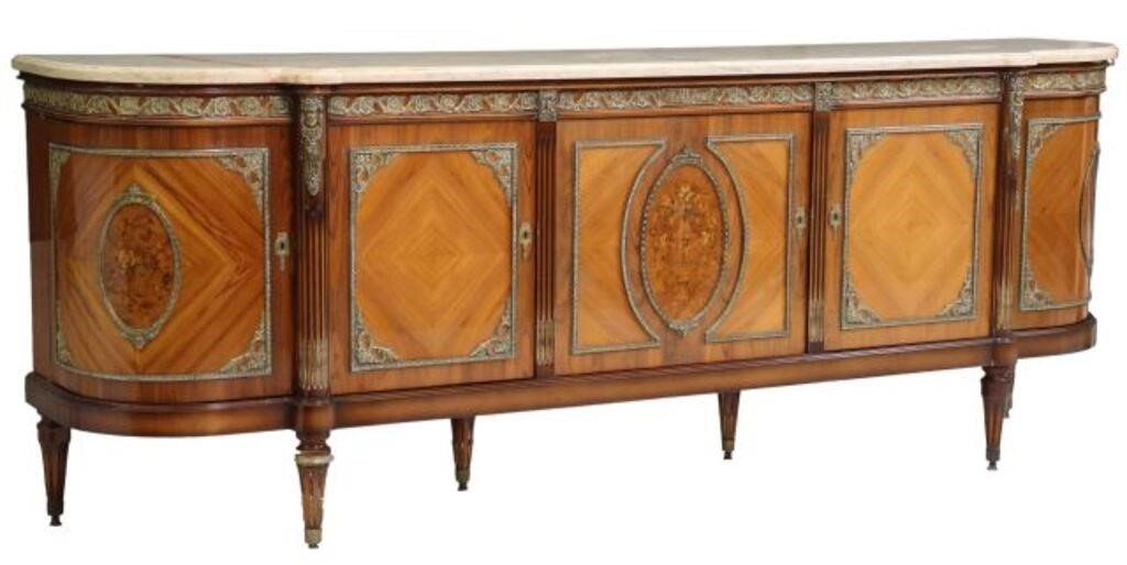 Appraisal: French Louis XVI style marble-top rosewood sideboard Jean-Pierre Ehalt late