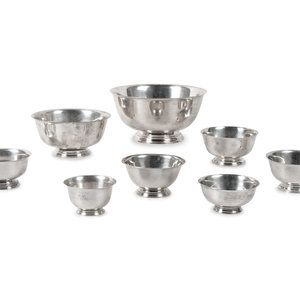 Appraisal: A Group of American Silver Bowls includes a large international