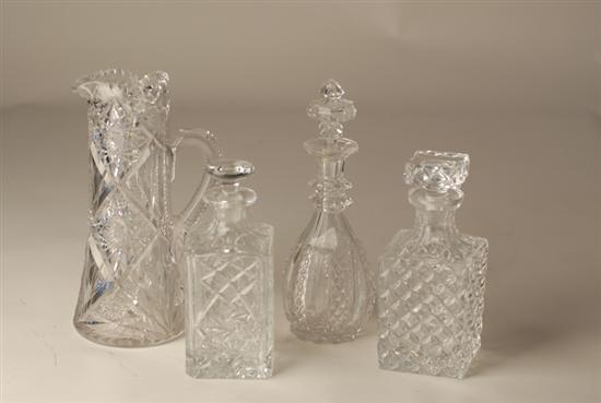 Appraisal: Four Pieces of Cut Glass to Include a tall pitcher