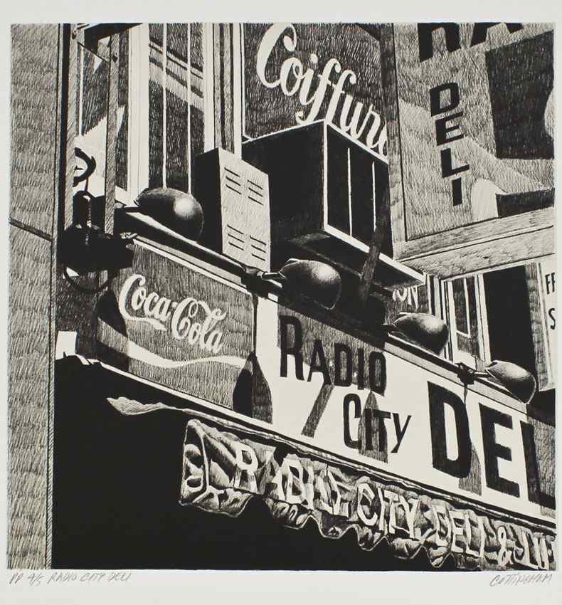 Appraisal: COTTINGHAM Robert American - ''Radio City Deli'' Lithograph '' x