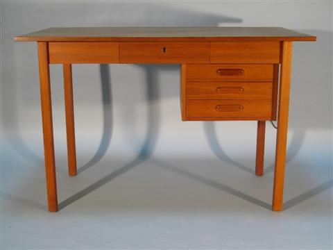 Appraisal: MODERN DANISH TEAK DESK Mid th century with a center