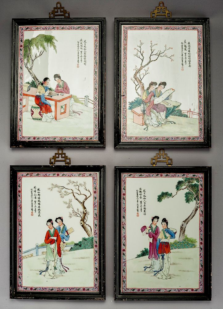 Appraisal: Chinese Porcelain Four Seasons Plaques DESCRIPTION Four Chinese enamel on