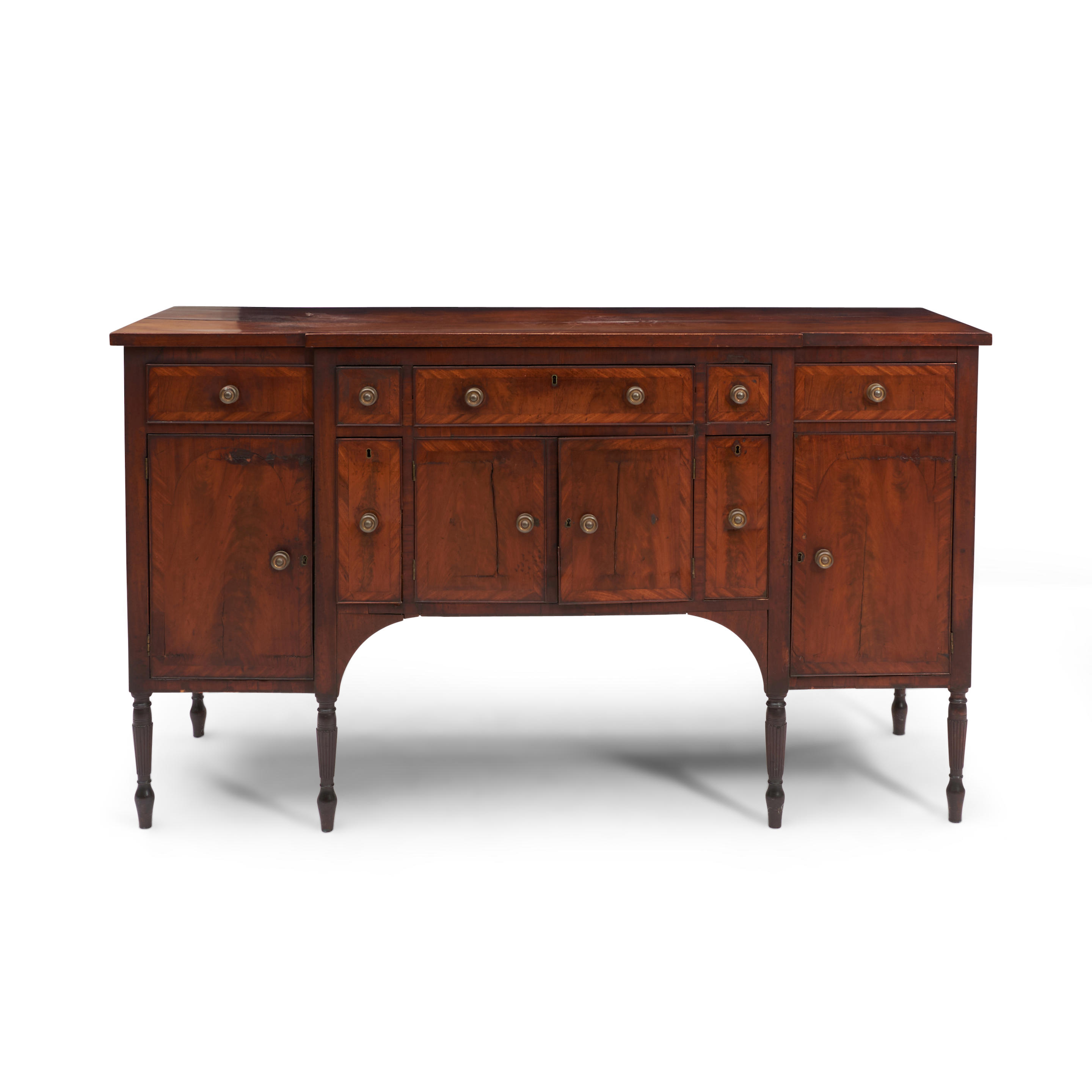 Appraisal: Federal Mahogany and Mahogany-veneer Sideboard with carved legs and brass