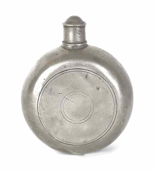 Appraisal: American pewter flask th c dia