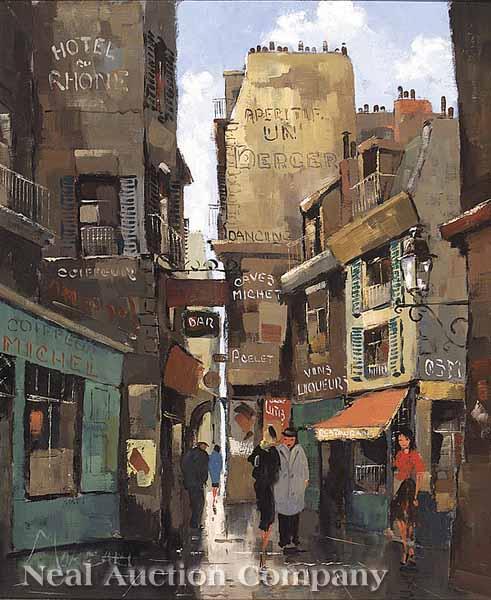 Appraisal: Max Moreau French - Parisian Street Scene oil on canvas