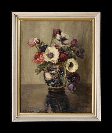 Appraisal: KATE WYLIE - STILL LIFE WITH ANEMONES Oil on canvas