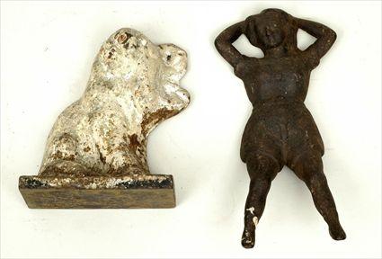 Appraisal: Painted Cast-Iron Figural Doorstop Together with a cast-iron figure of