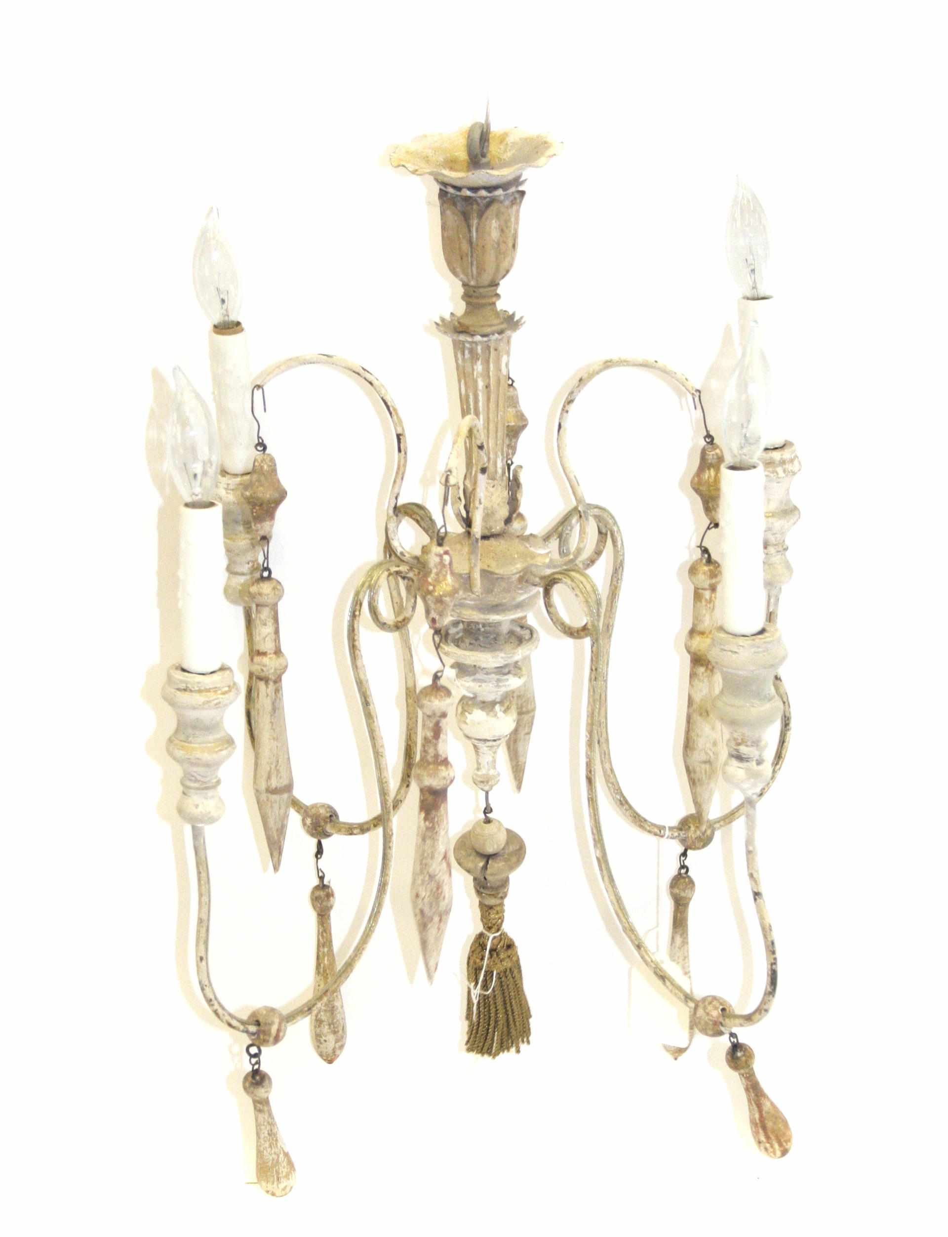 Appraisal: A French Baroque style paint decorated four light chandelier late