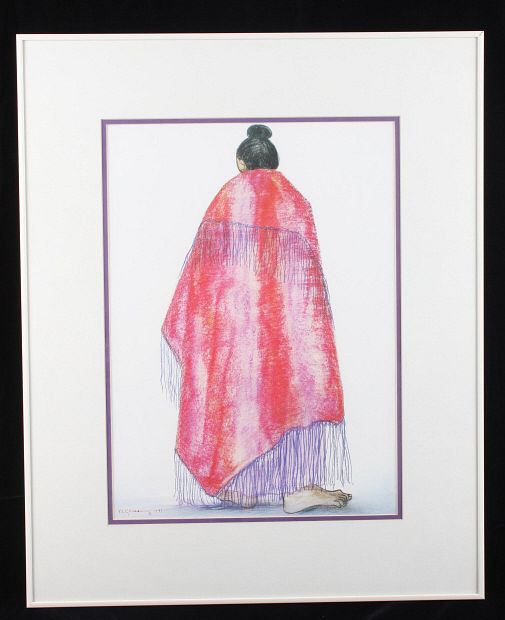 Appraisal: R C Gorman Navajo Woman In Red Blanket Print Included