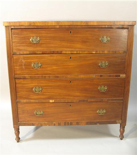 Appraisal: AMERICAN SHERATON MAHOGANY CHEST OF DRAWERS rectangular top over four