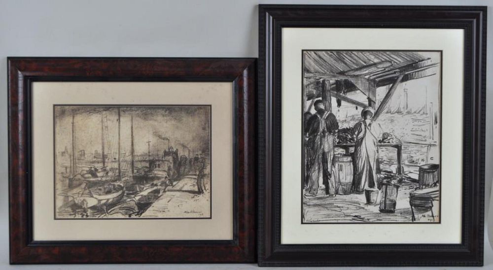 Appraisal: Two Albert Sterner Framed Etchings framed etchings by Albert Sterner