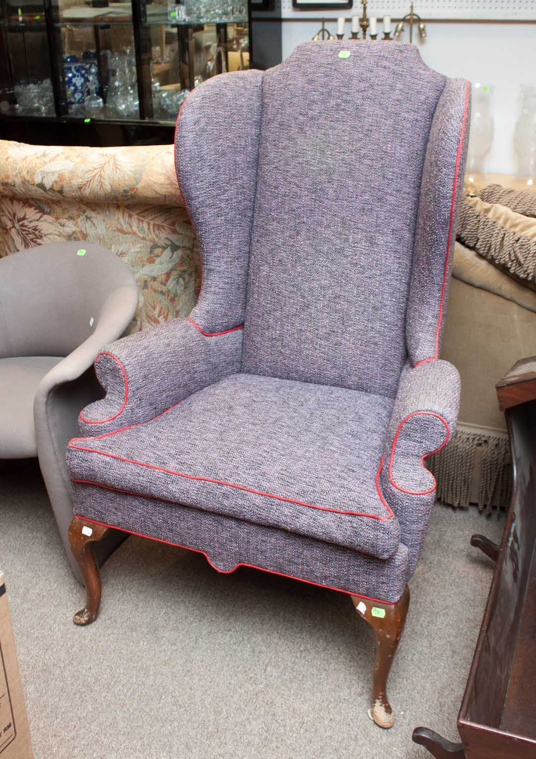 Appraisal: David Edward Queen Anne style wing chair winged back forming