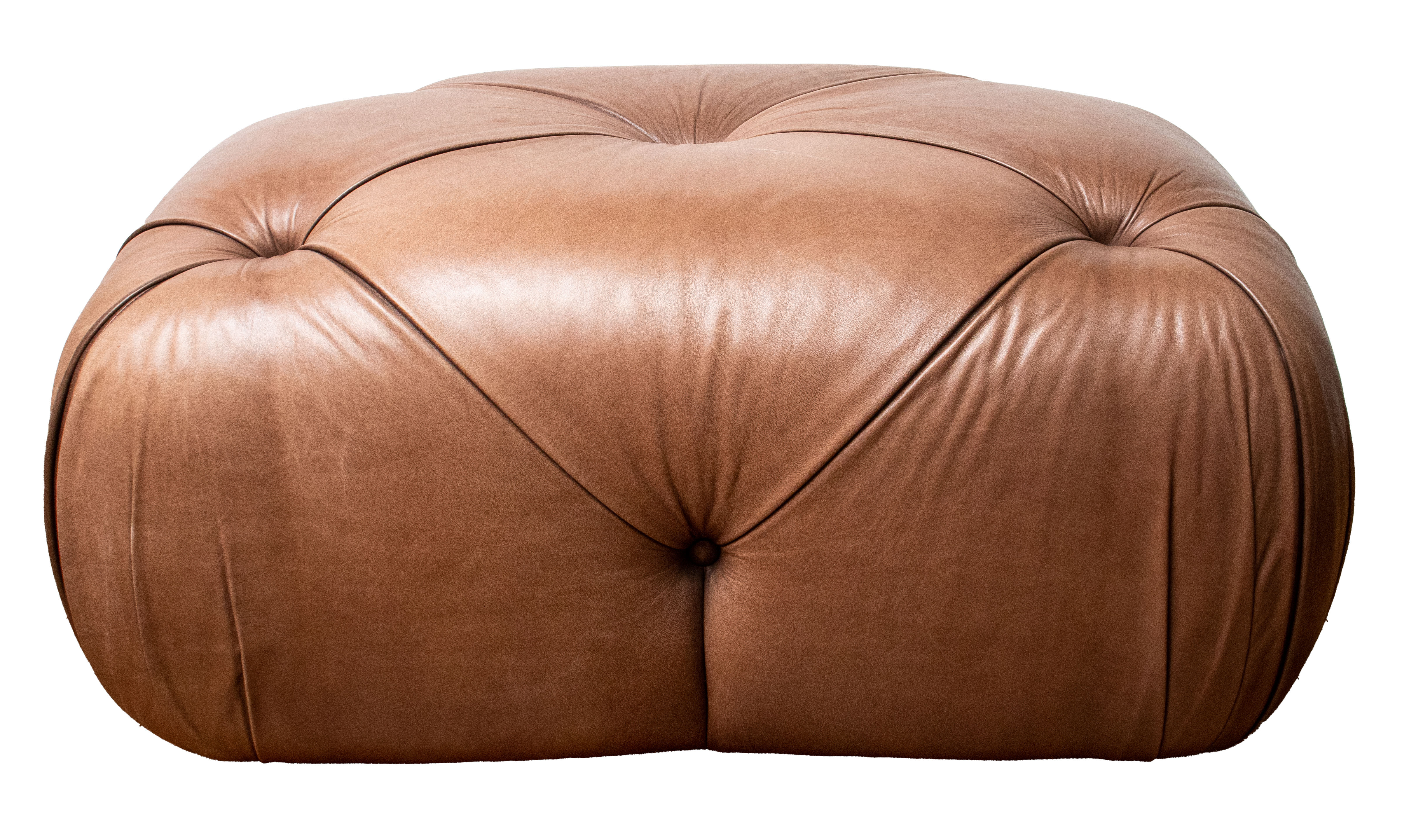 Appraisal: J ROBERT SCOTT TUFTED LEATHER OTTOMAN J Robert Scott modern