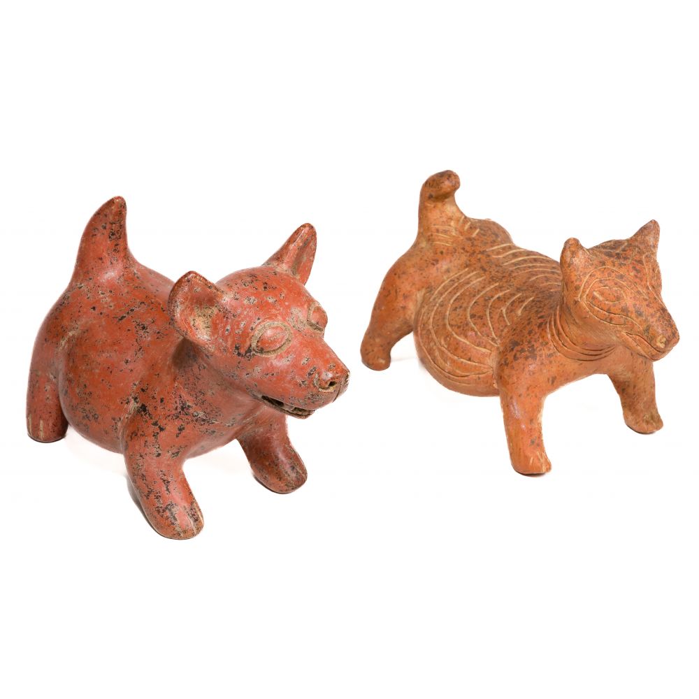 Appraisal: MEXICAN COLIMA CERAMIC DOG FIGURINE ASSORTMENT items including dog having