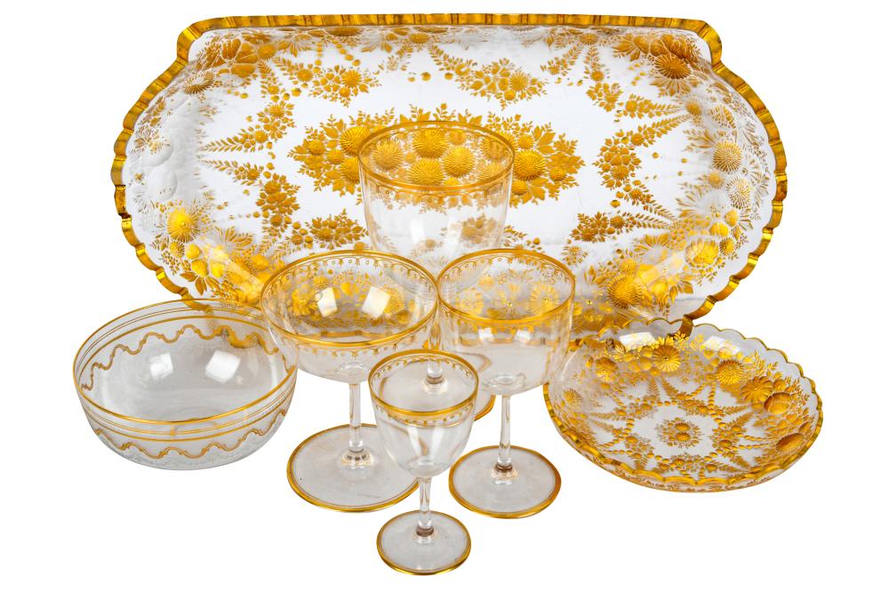 Appraisal: ASSEMBLED SET OF GILT-DECORATED GLASSWAREunmarked comprising port glasses inches high