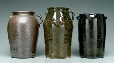 Appraisal: Three Lanier Meaders jars White County Georgia - churn with