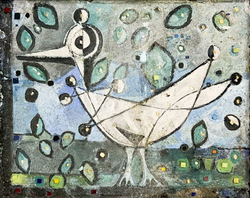 Appraisal: Elsa SchmidGerman American - Portrait of a Birdmosaic and fresco