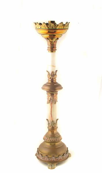 Appraisal: A Renaissance Revival onyx and bronze mounted candle pricket height