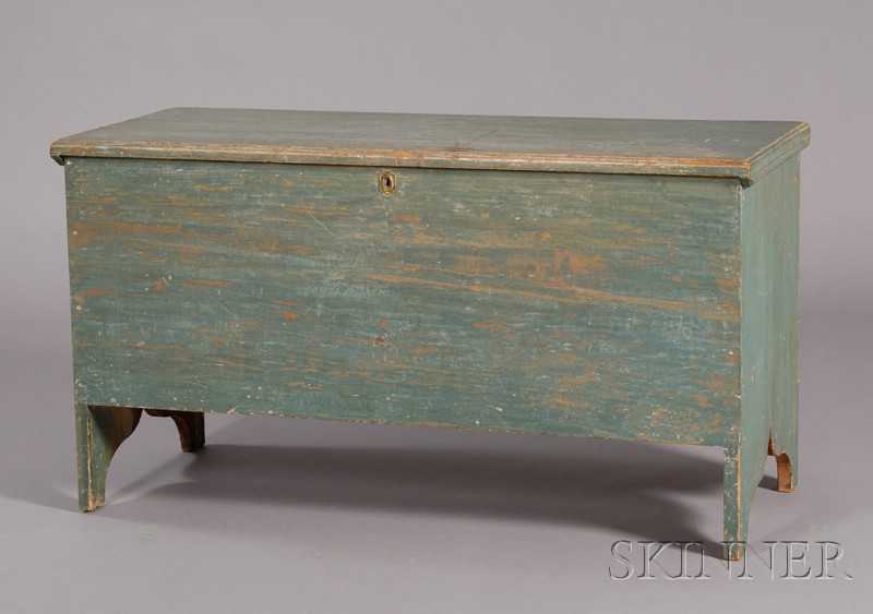 Appraisal: Blue-painted Six Board Chest New England early th century with