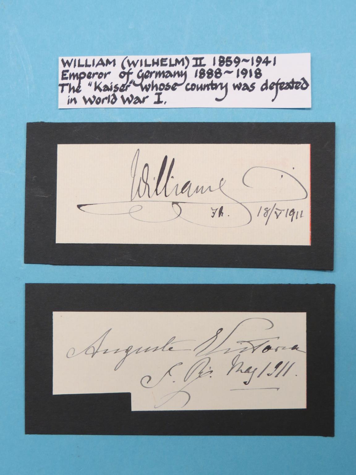 Appraisal: Kaiser Wilhelm II and Auguste Victoria - signatures each dated