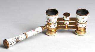 Appraisal: Antique Guilloche Enamel Opera Glasses on Handle Probably German with