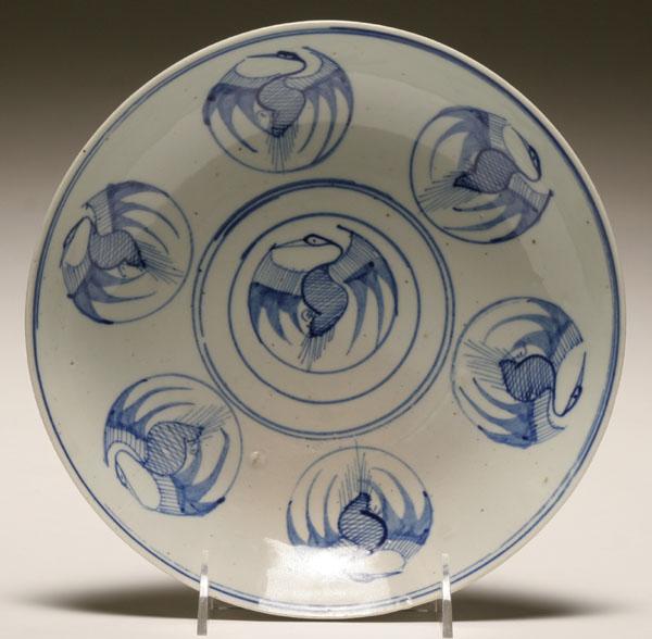 Appraisal: Chinese blue and white phoenix plate Signed verso Diam